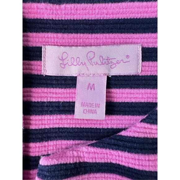 Lilly Pulitzer Brielle Hotty Pink Ottoman Stripe Stretch Fit Flare Dress M $188 - Picture 9 of 11